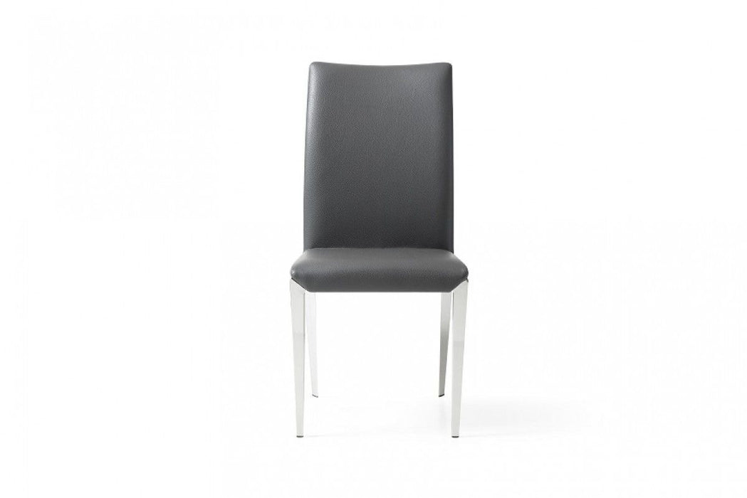Upholstered Faux Leather Dining Side Chairs (Set of 2) - Dark Gray