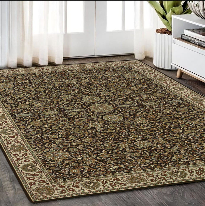 5' X 8' Oriental Area Rug - Brown / Ivory
