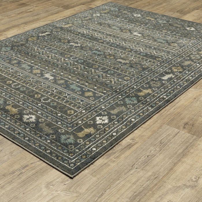 10' X 13' Southwestern Area Rug - Blue And Gold