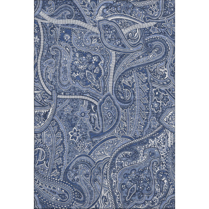 10' X 14' Paisley Washable Area Rug With UV Protection (652659) - Navy Blue / Ivory
