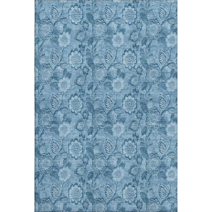 10' X 14' Floral Washable Area Rug With UV Protection (708790) - Blue / Sky Blue