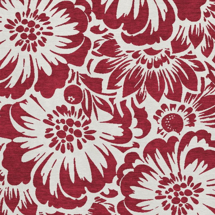 10' X 14' Floral Washable Area Rug With UV Protection (648634) - Burgundy / Ivory