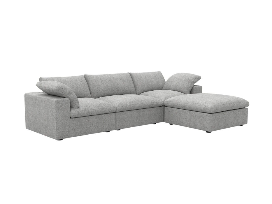 2 Piece Living Room Set Blend Modular Sofa With Ottoman Storage - Light Gray