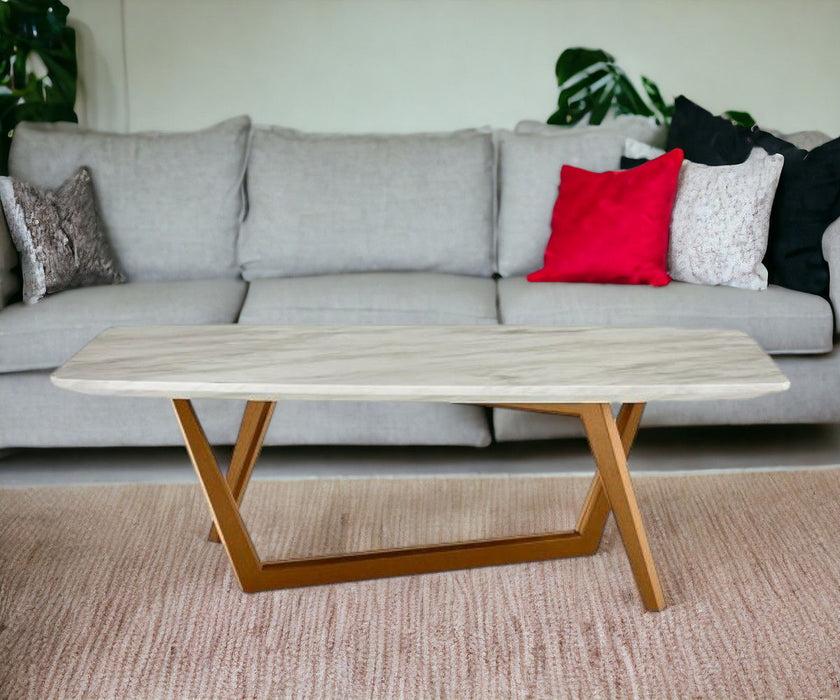 Ceramic Tile Rectangular Coffee Table - Walnut And White