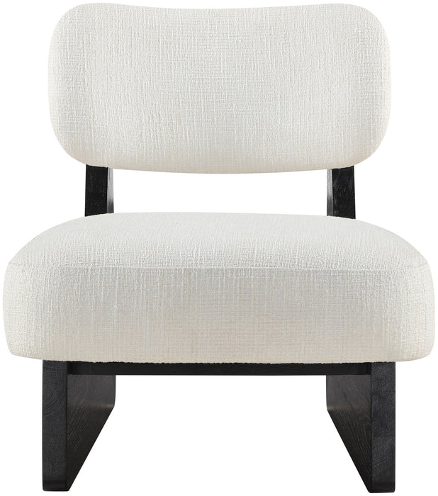 Vetra - Linen Textured Fabric Upholstered Accent Chair With Black Base