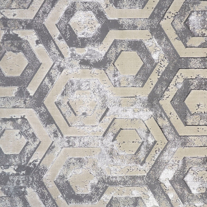 8' X 10' Modern Abstract Distressed Area Rug - Gray