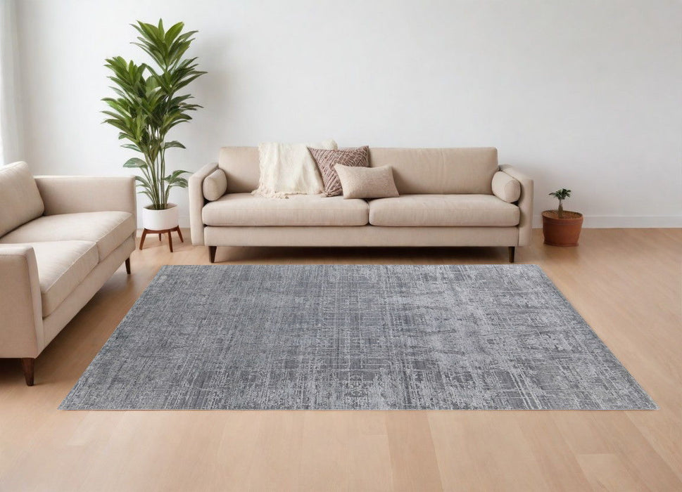 10' x 14' Casual Hand Woven Worn Faded Area Rug - Gray