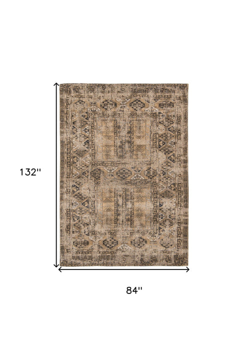 8' x 11' Oriental Non Skid Area Rug - Brown