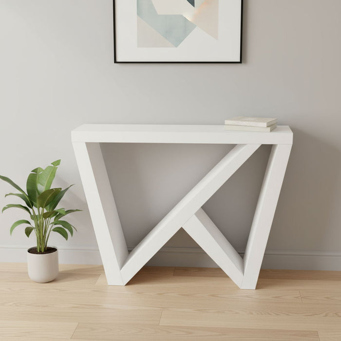 32" Wood Abstract End Table - White
