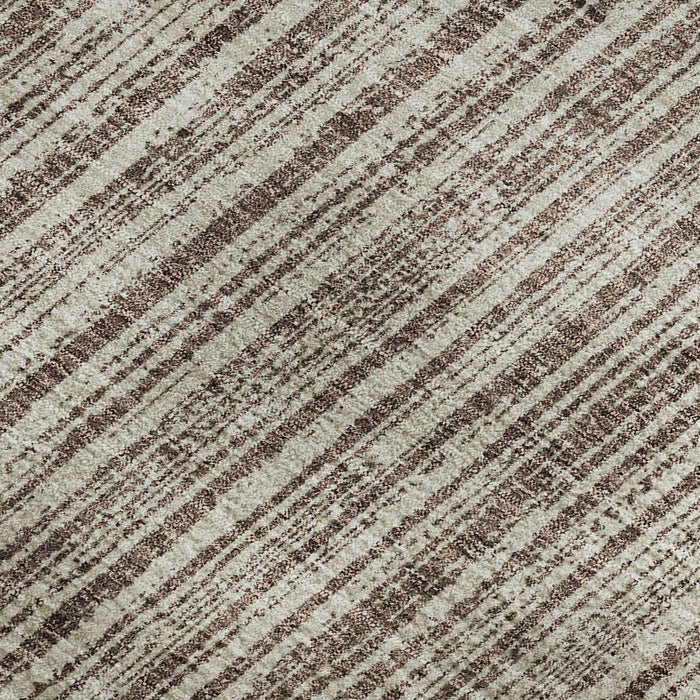 10' X 14' Striped Washable Area Rug With UV Protection - Brown And Ivory