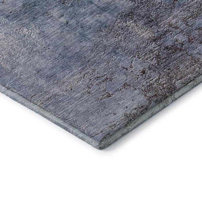 10' X 14' Abstract Washable Area Rug With UV Protection (653656) - Blue / Ivory / Gray