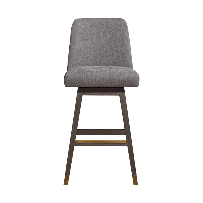Upholstered And Solid Wood Swivel Bar Chair - Gray And Brown