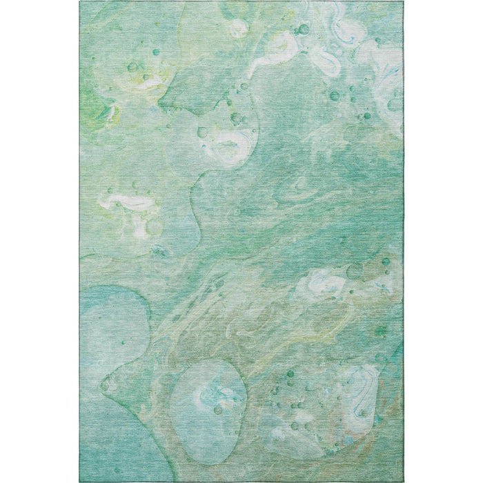 10' X 14' Abstract Washable Area Rug With UV Protection (708880) - Teal / Ivory