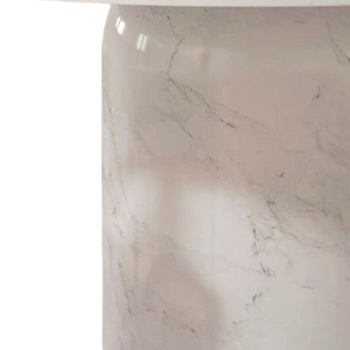 60" Marble Pedestal Base Round Top Dining Table - Gray / White