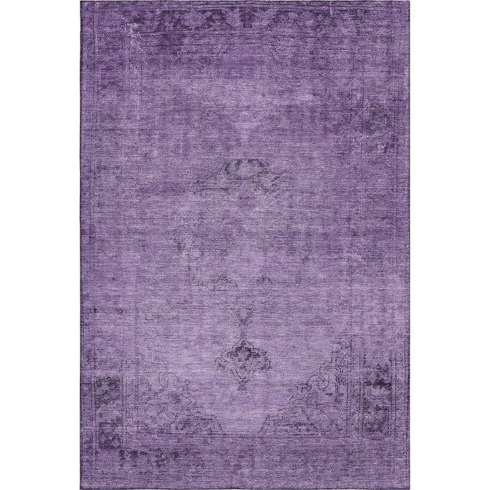 10' X 14' Oriental Washable Area Rug With UV Protection (654904) - Purple / Ivory