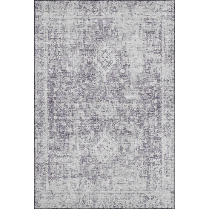 10' X 14' Oriental Washable Area Rug With UV Protection (692010) - Plum / Silver