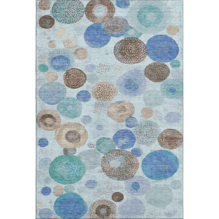 10' X 14' Geometric Washable Area Rug With UV Protection (707341) - Teal / Brown / Blue