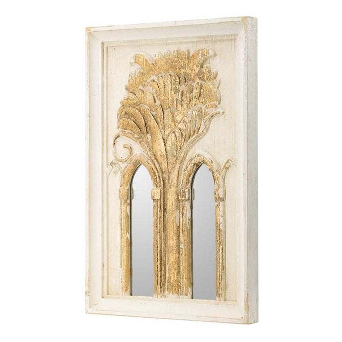 30" Framed Accent Mirrors (Set of 2) - White / Gold