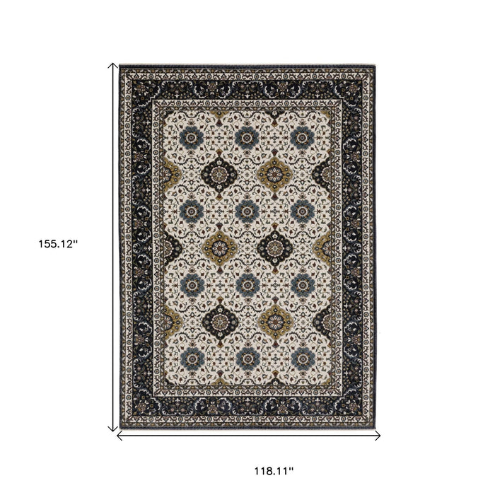 10' X 13' Medallion Area Rug With Fringe - Ivory