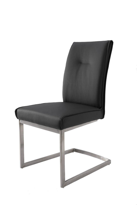 Dining Side Chairs Upholstered Faux Leather (Set of 2) - Gray / Silver