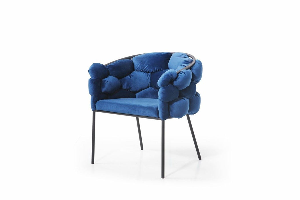 Upholstered Fabric Dining Arm Chair - Blue
