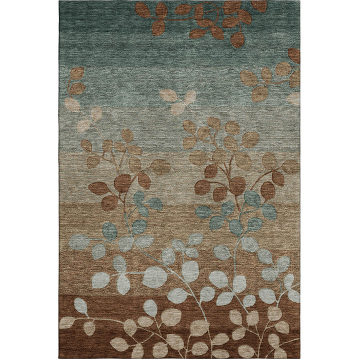 10' X 14' Floral Washable Area Rug With UV Protection (707503) - Coffee / Gray