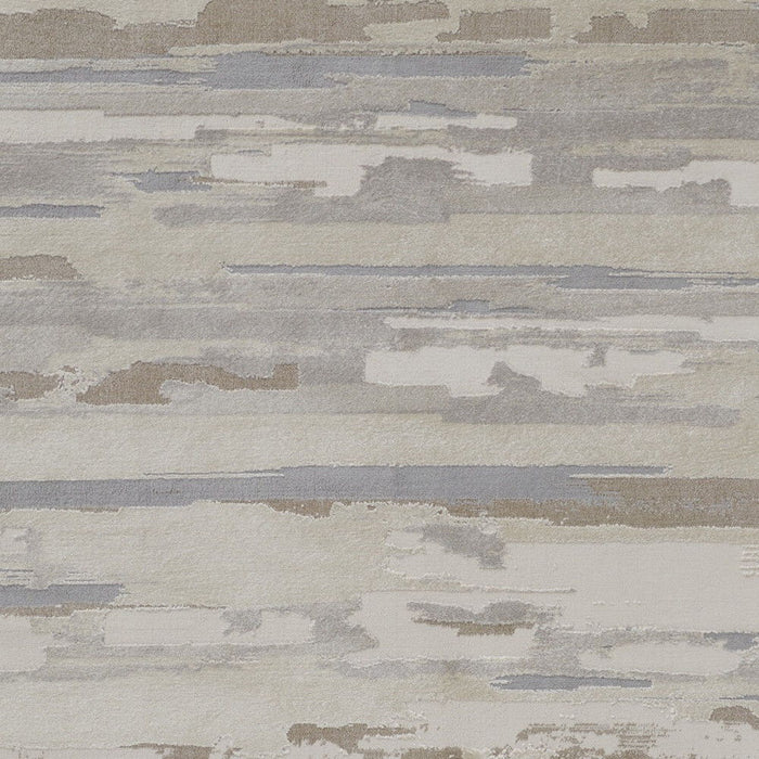 12' x 15' Abstract Power Loom Distressed Stain Resistant Area Rug - Ivory Tan And Brown