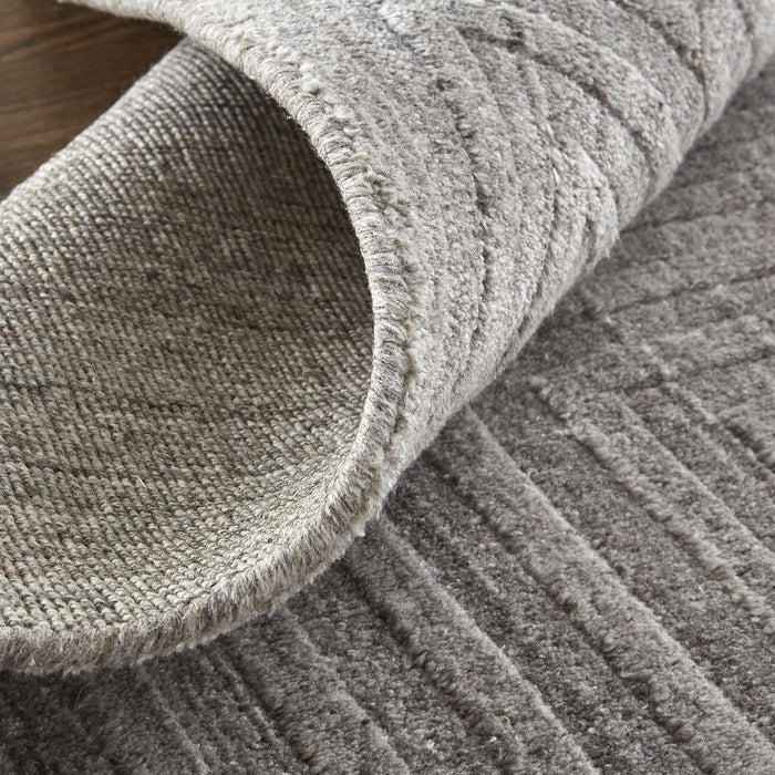 5' x 8' Striped Hand Woven Area Rug - Silver And Gray