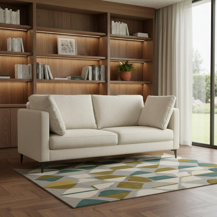 76" Fabric Sofa With Black Legs - Cream