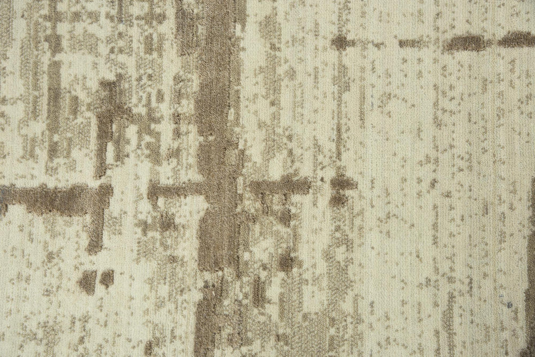 10' X 13' New Zealand Lambs Wool Abstract Hand Carved Handmade Area Rug (747040) - Beige / Ivory / Tan