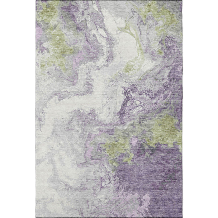 10' X 14' Abstract Washable Area Rug With UV Protection (705431) - Lavender / Green / Ivory