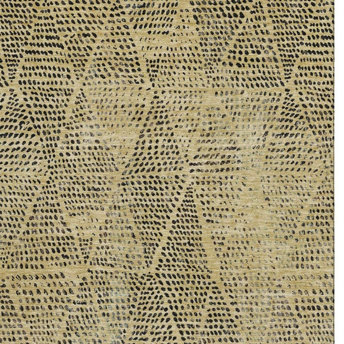 10' X 14' Diamond Washable Area Rug With UV Protection (650572) - Gold / Charcoal