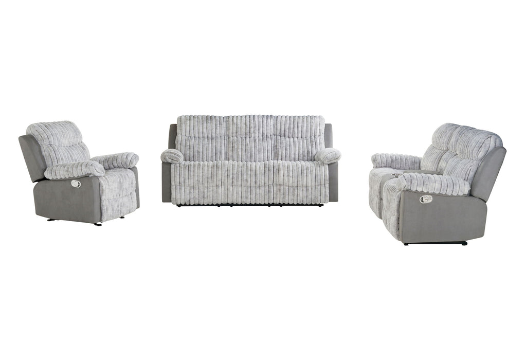 U6028 - 3 Piece Living Room Set (Reclining Sofa/Console Reclining Loveseat/Glider Recliner) - Gray