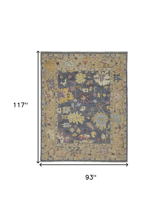 8' X 10' Wool Oriental Hand Knotted Area Rug With Fringe - Gold