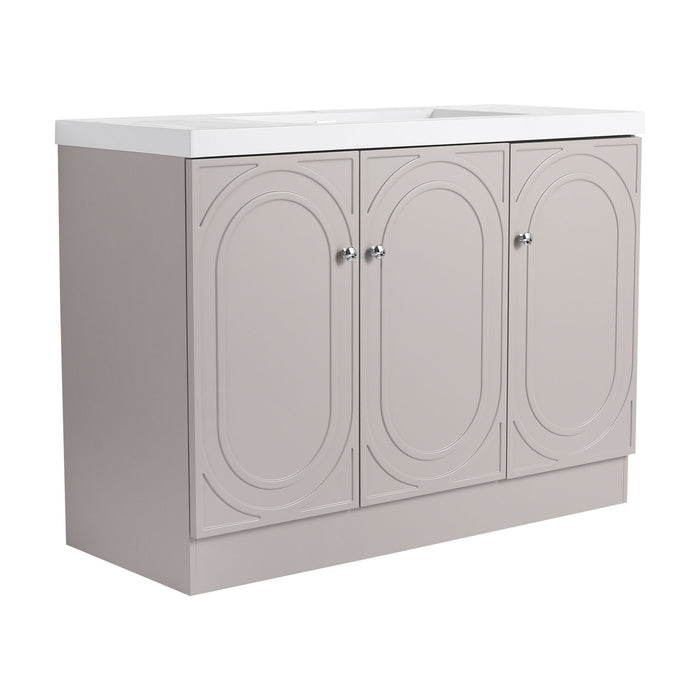 Giga contemporary freestanding bathroom vanity with resin sink and soft-close cabinet doors, modern bathroom furniture.