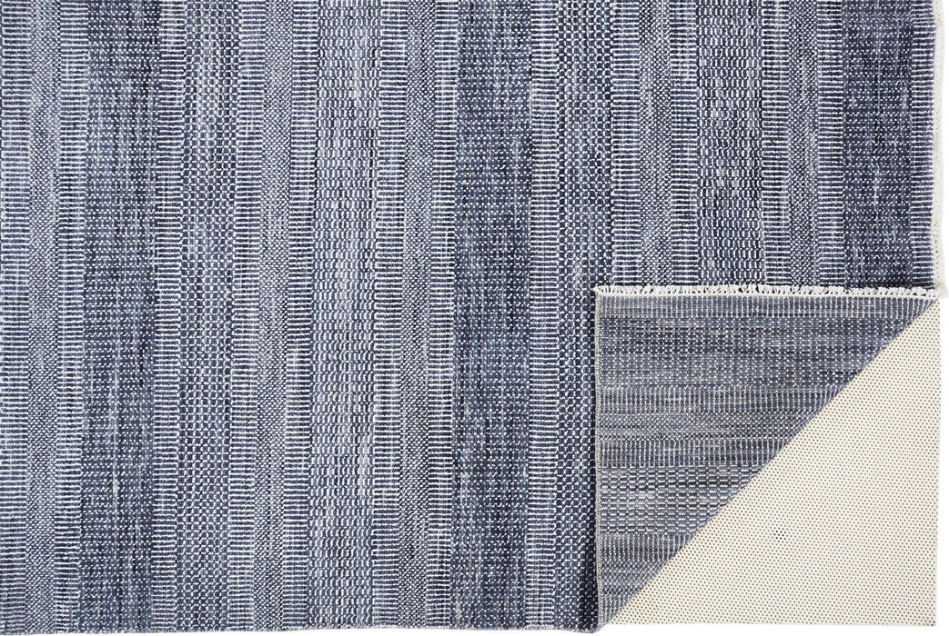 9' x 12' Wool Striped Hand Knotted Area Rug - Blue And Gray
