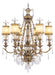 HomeRoots 41-inch gold metal chandelier with six dimmable lights and fabric shades, ideal for modern dining or living rooms.