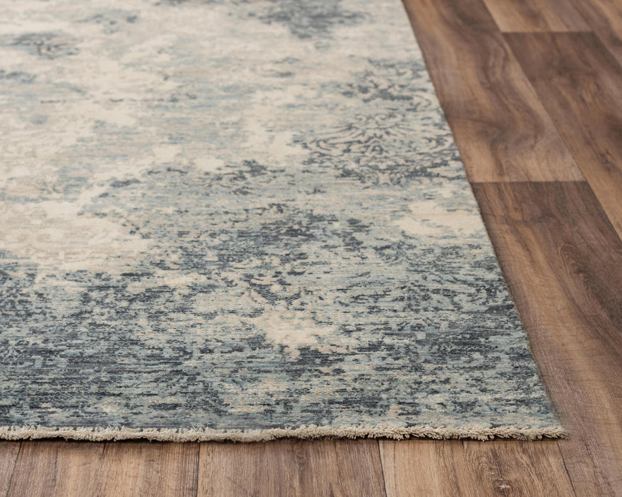 8' X 10' Wool Abstract Hand Carved Handmade Area Rug (747998) - Blue / Gray / Ivory