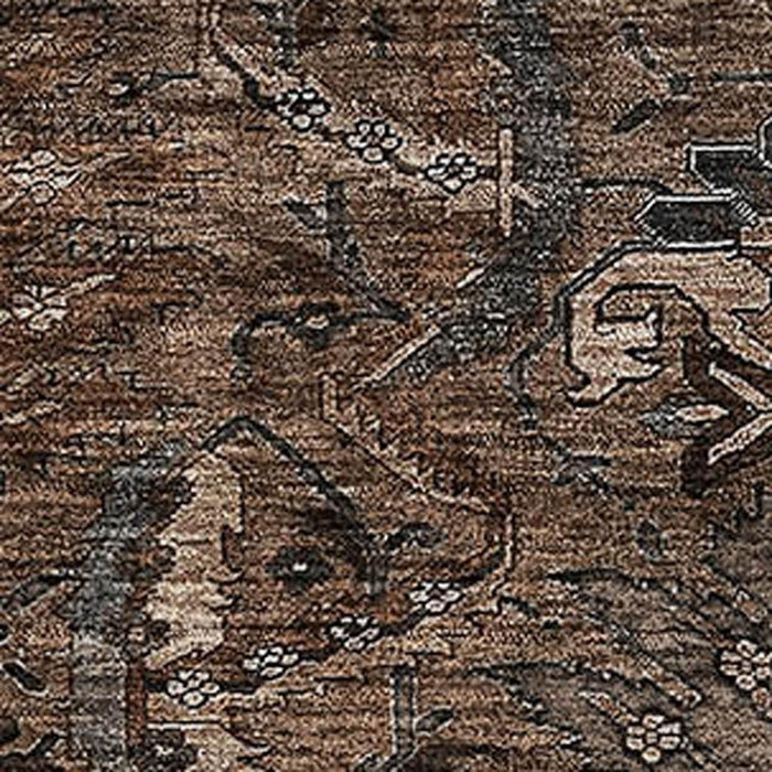 10' X 14' Damask Washable Area Rug With UV Protection (683872) - Chocolate / Gray
