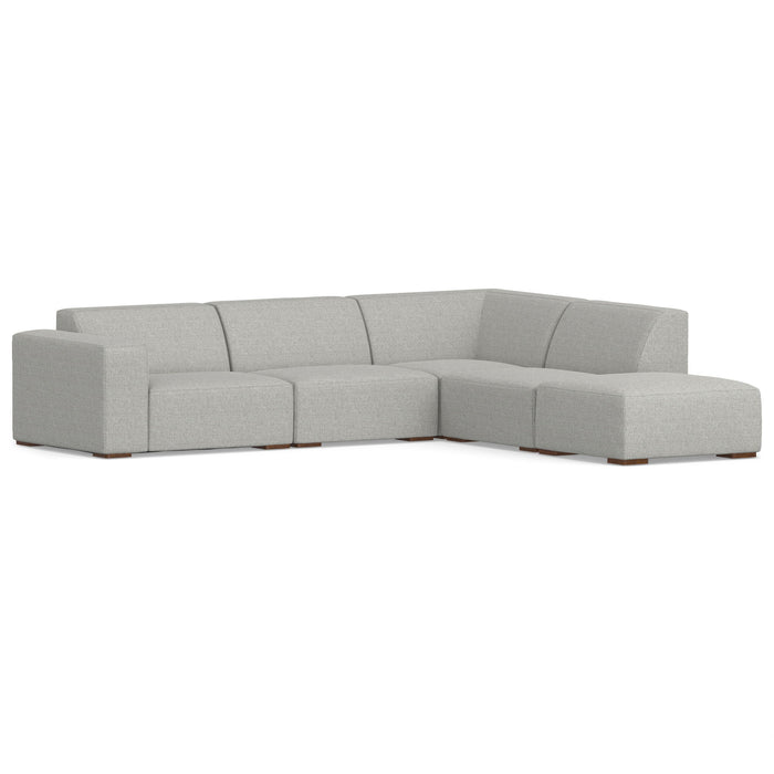 Two Piece Living Room Set Fabric Sofa With Ottoman With Brown Legs - Gray