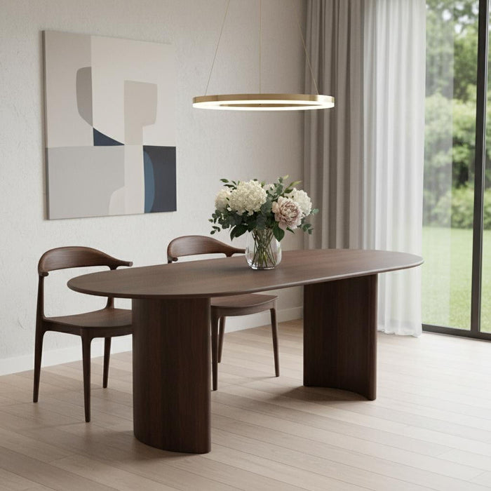 66" Solid Wood Double Pedestal Base Dining Table - Brown