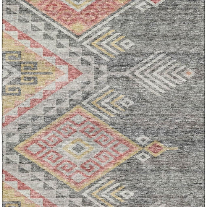 10' X 14' Geometric Washable Area Rug With UV Protection (684100) - Gray / Gold / Salmon