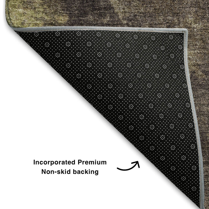 10' X 14' Abstract Washable Area Rug With UV Protection (710076) - Coffee / Taupe