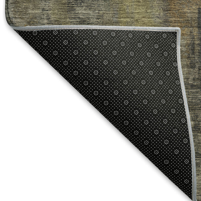 10' X 14' Abstract Washable Area Rug With UV Protection (695984) - Charcoal / Gold / Copper