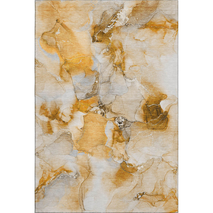 10' X 14' Abstract Washable Area Rug With UV Protection (647470) - Orange / Ivory