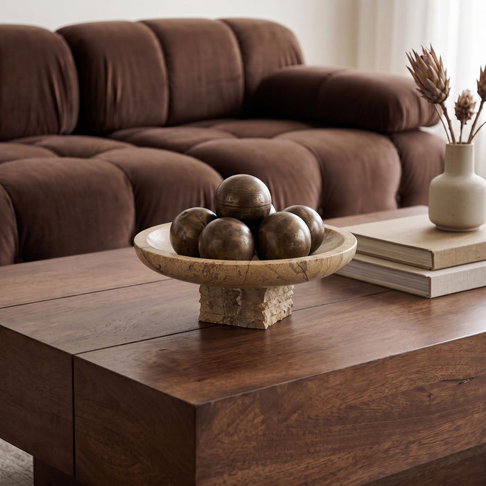Genuine marble bowl from Meridian Furniture's Colannade collection, showcasing smooth, polished surface and elegant design.