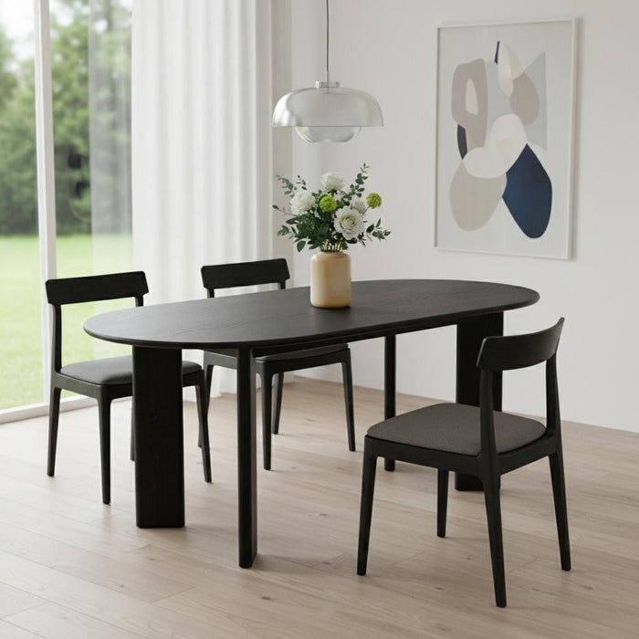 66" Solid Wood Oval Dining Table - Black