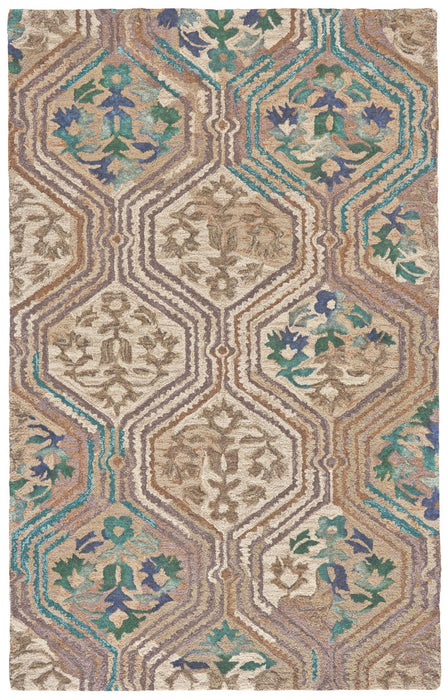 9' X 13' Hand Tufted Area Rug (744438) - Tan / Blue / Green