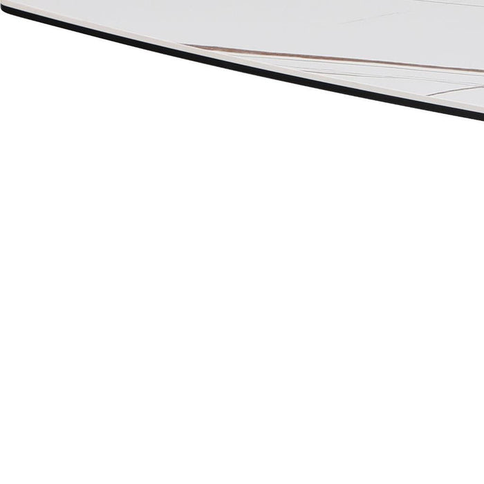 Ceramic Tile Steel Pedestal Console Table - White / Steel