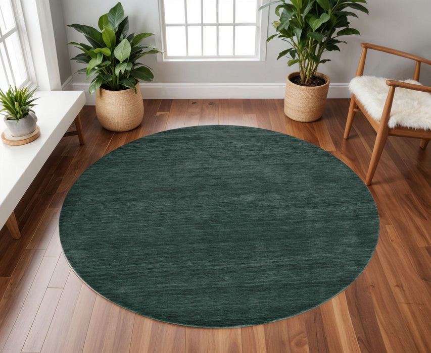 8' Hand Woven Round Rug - Green